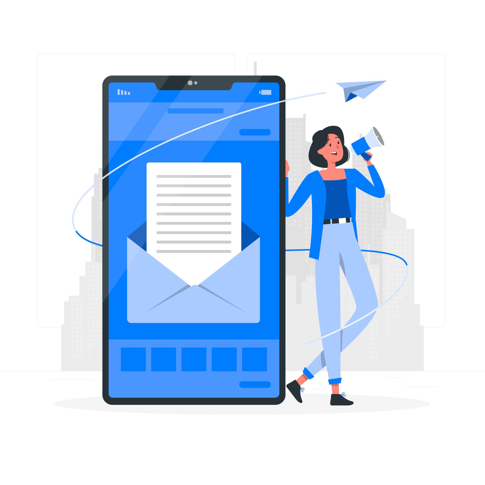 girl with email and speaker