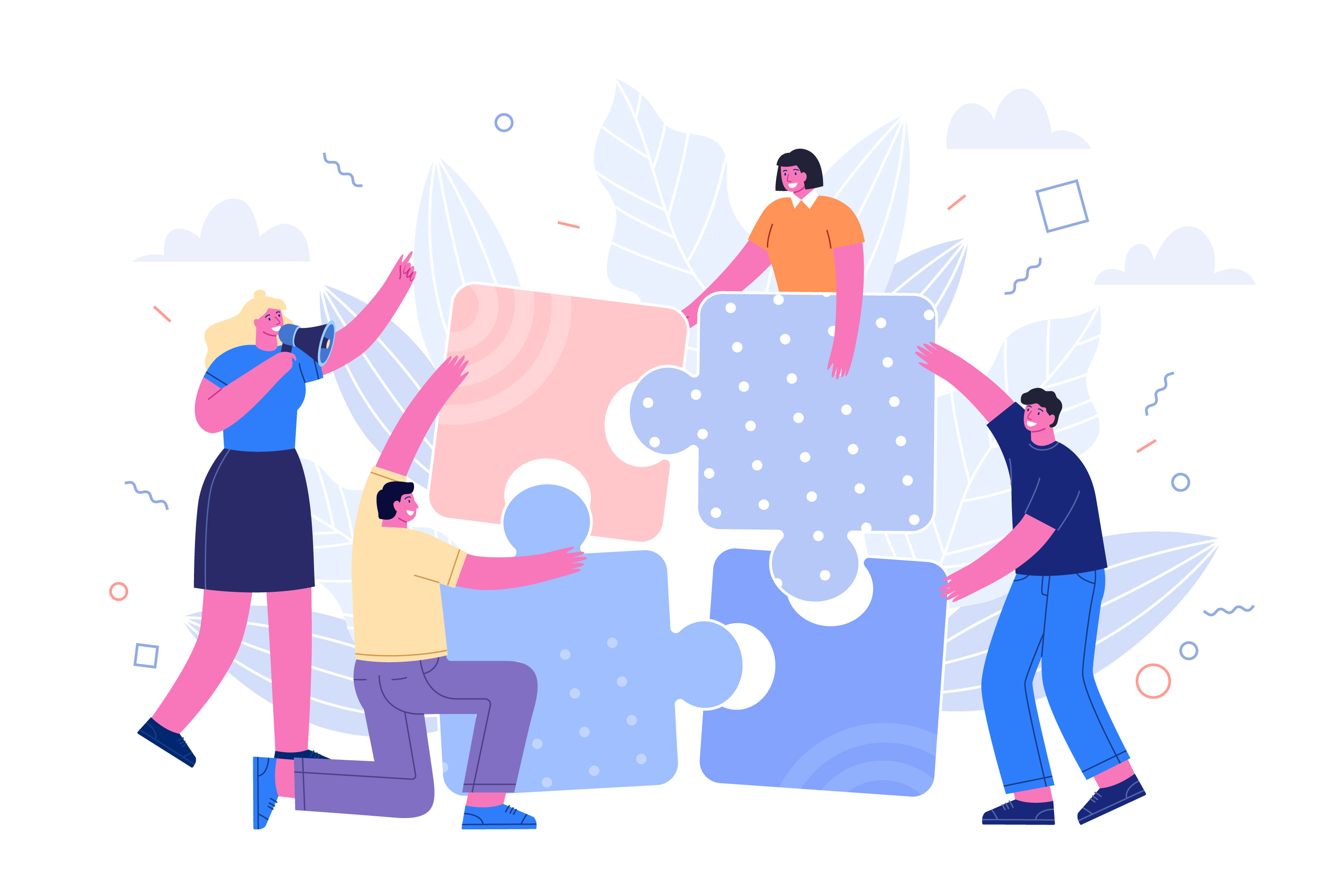 people fixing puzzle